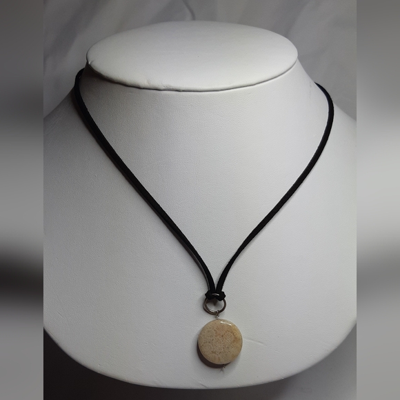 Sterling Silver Wire Wrap Fossilized Coral Necklace - Picture 1 of 6